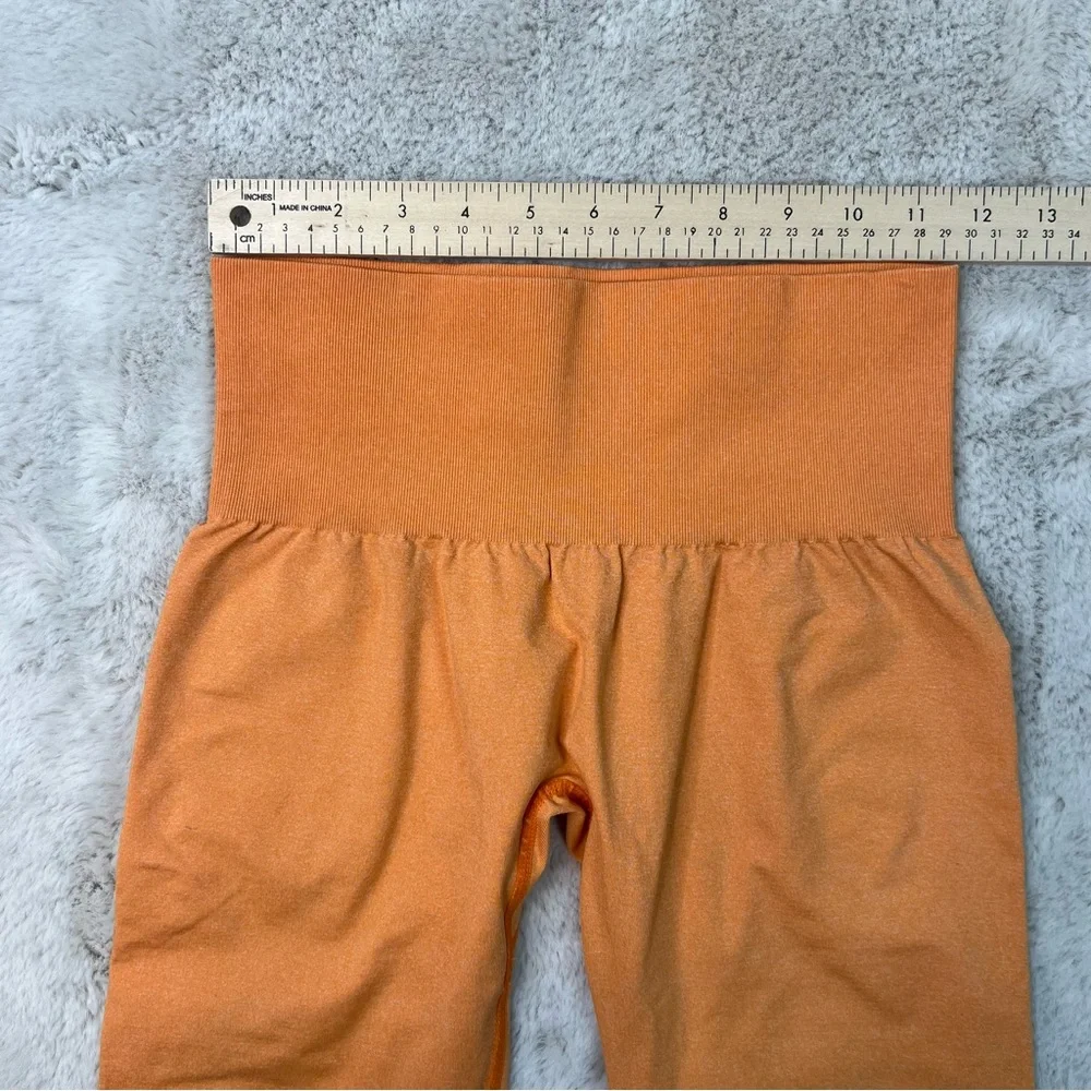 NVGTN Sunset Orange Seamless Leggings Size Medium High Rise Sculpted Contour - Picture 4 of 9
